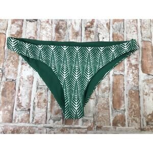 Bikini Bottoms Size Medium Green & White Swimwear Unique Leaf Patterned NWOT